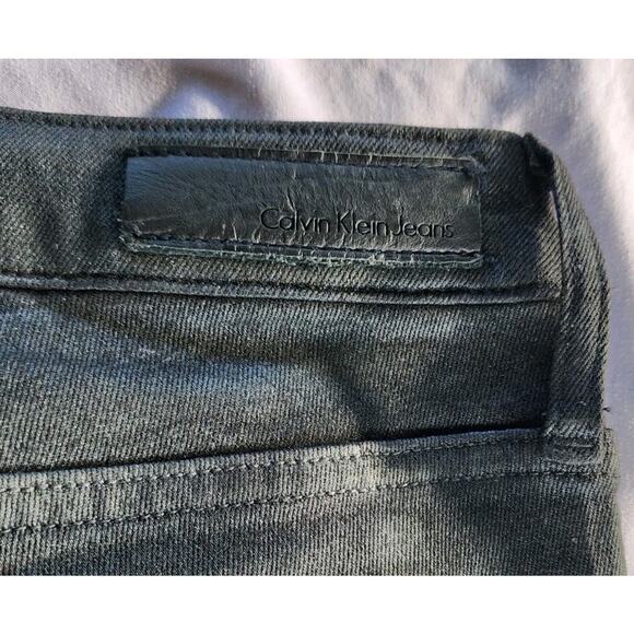 Calvin Klein Jeans Coated Gunmetal Grey Denim Sz 16 Skinny Jeans Leggings 33" W - Picture 9 of 10
